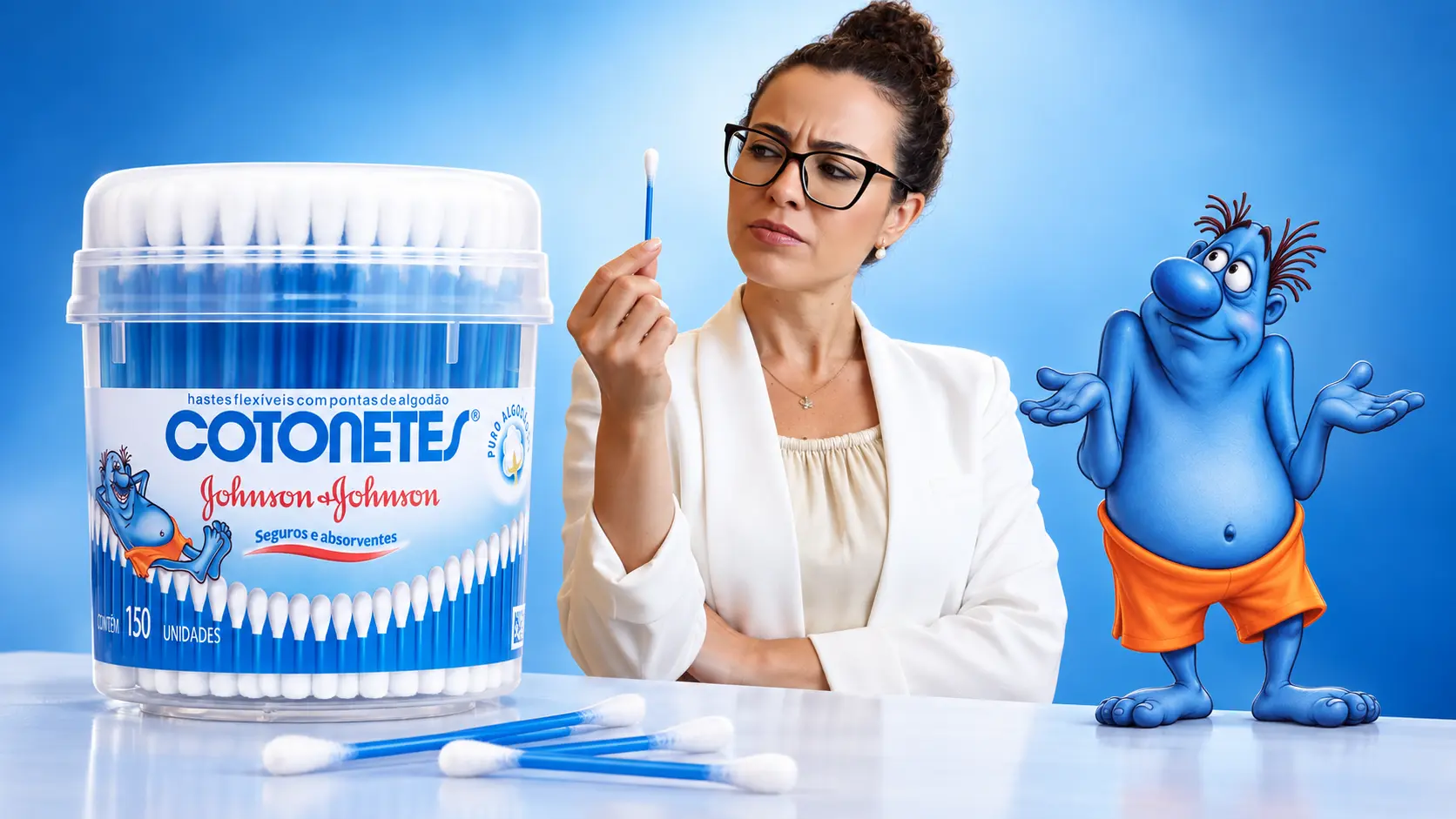 Cotonete próximo à orelha ilustrando o uso que deve ser evitado na limpeza do ouvido