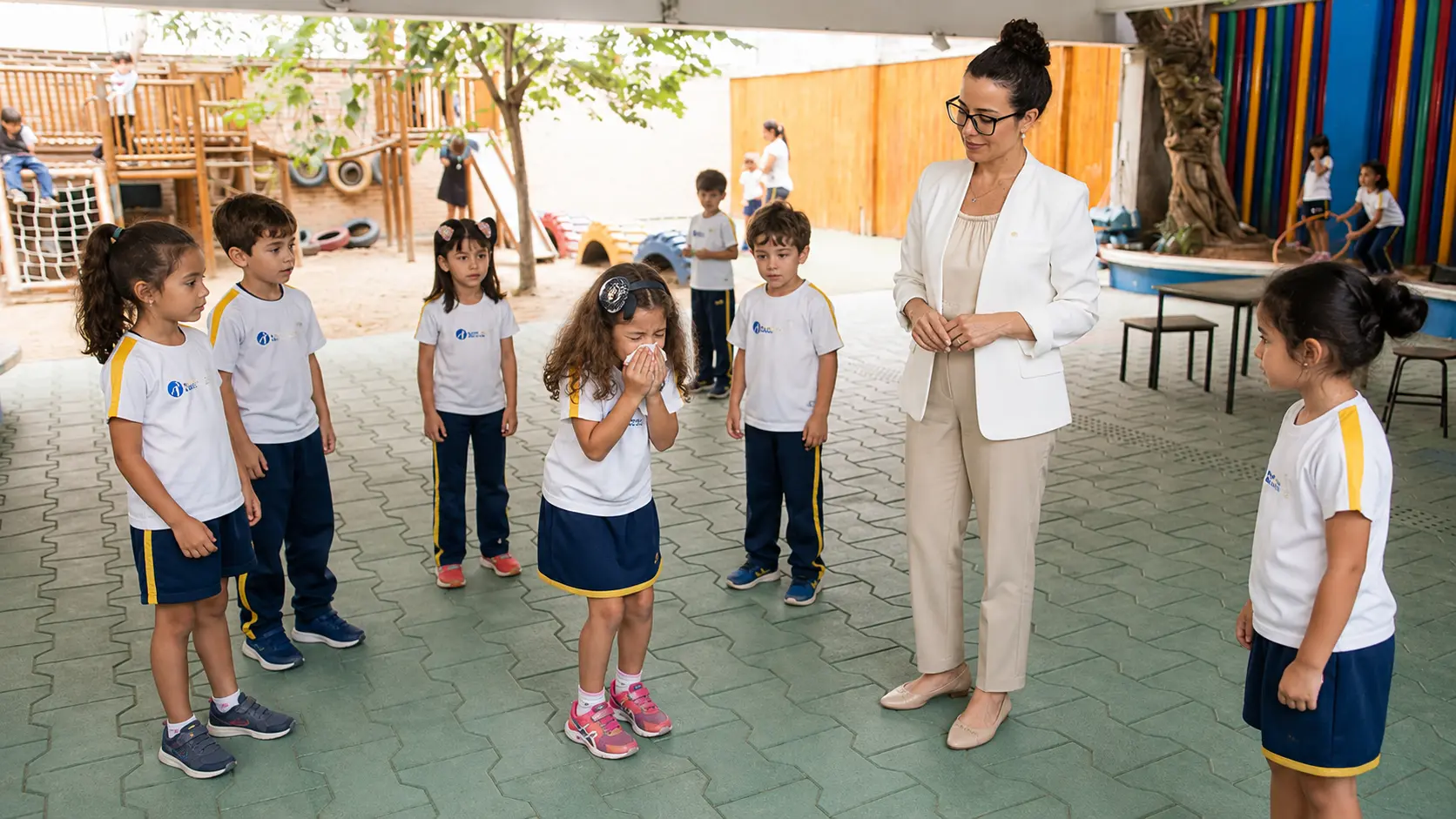 Dra. Larissa Vilela explicando como prevenir gripes e resfriados em crianças na escola