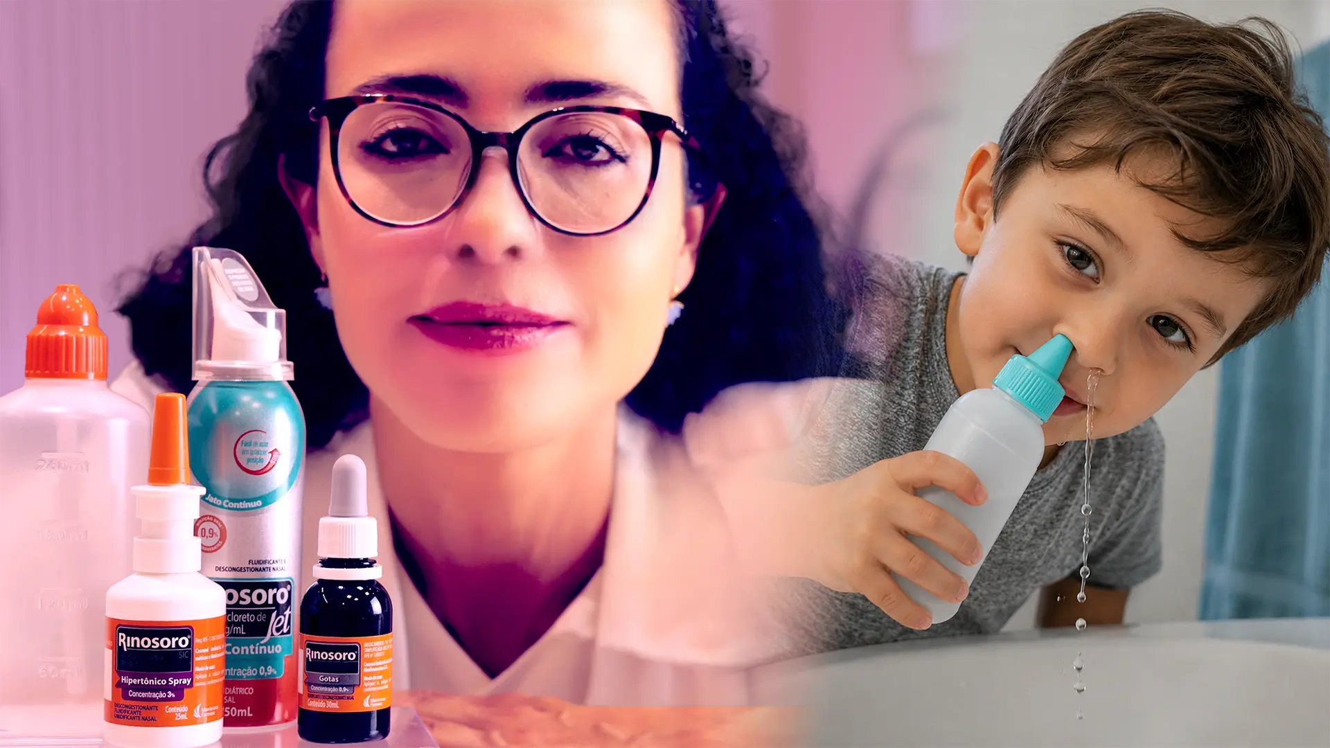 Lavagem nasal em criança com soro fisiológico