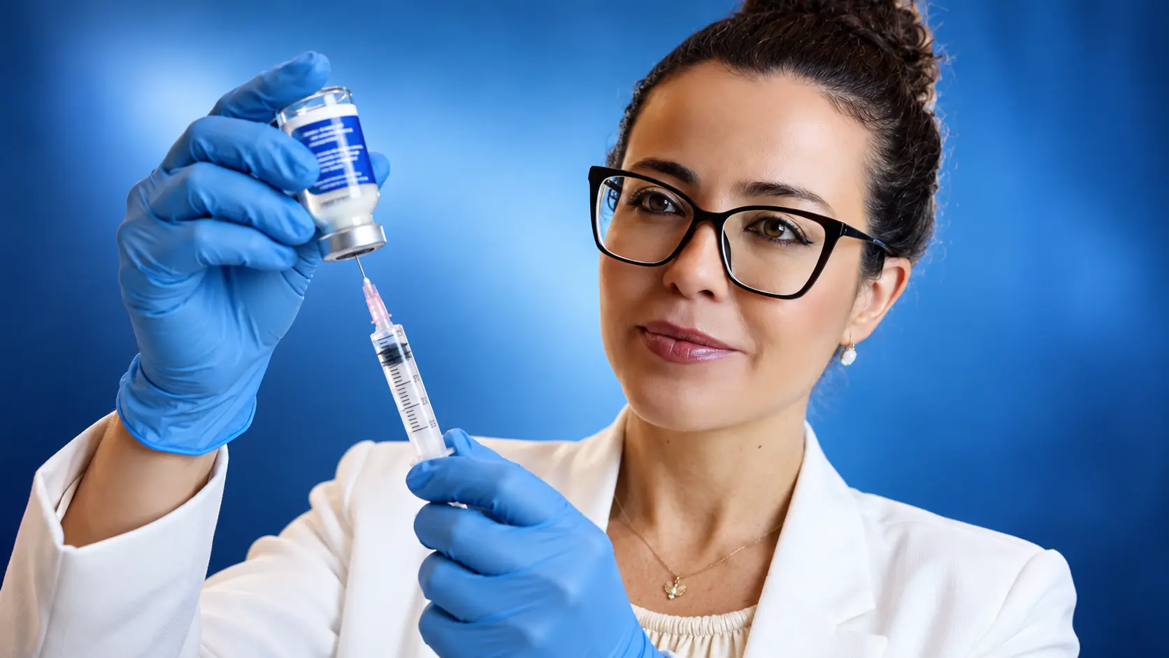 Dra. Larissa Vilela prepara medicação injetável enquanto explica o uso de antibióticos na sinusite